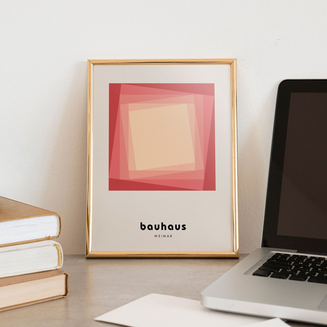 Blush Pink Layered Square Bauhaus Weimar Mid Century Modern Poster - Image 3