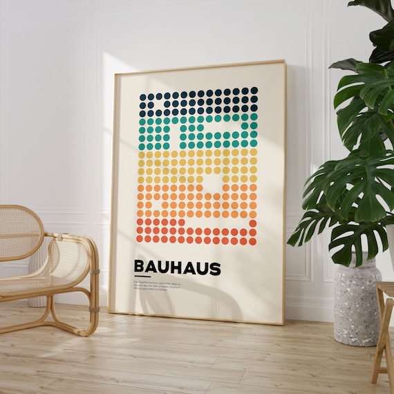 Retro Colors Geometric Bauhaus Poster Abstract Bauhaus Print 60s Style Print Office Decor
