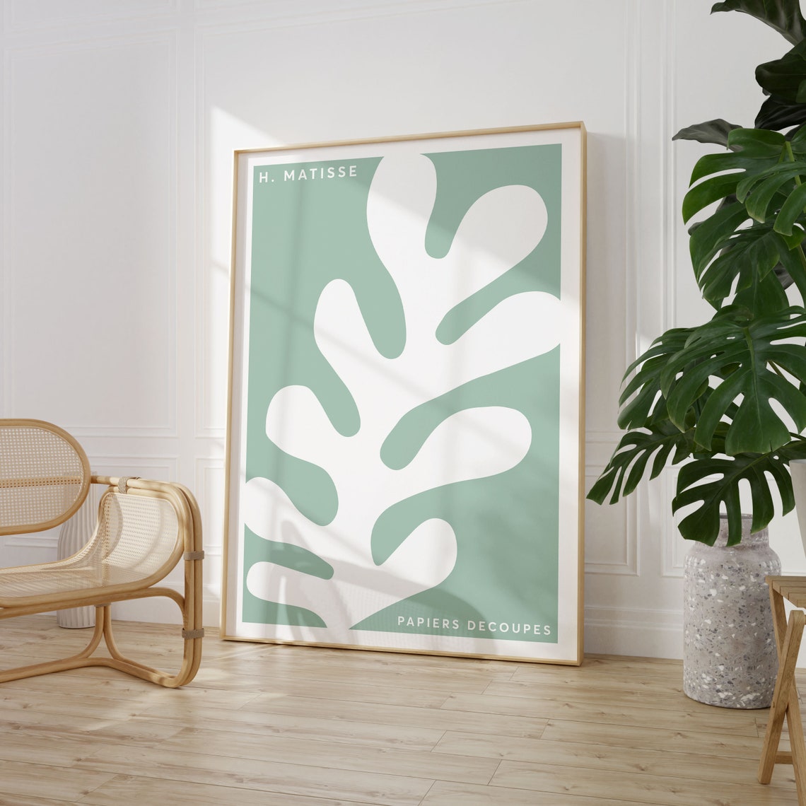 Henri Matisse Papiers Decoupes Poster Mint Green White Leaf Cutout