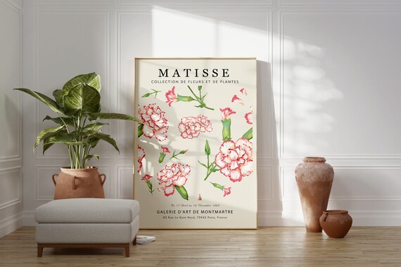 Matisse Red and White Carnation Vintage Floral Gallery Art Print