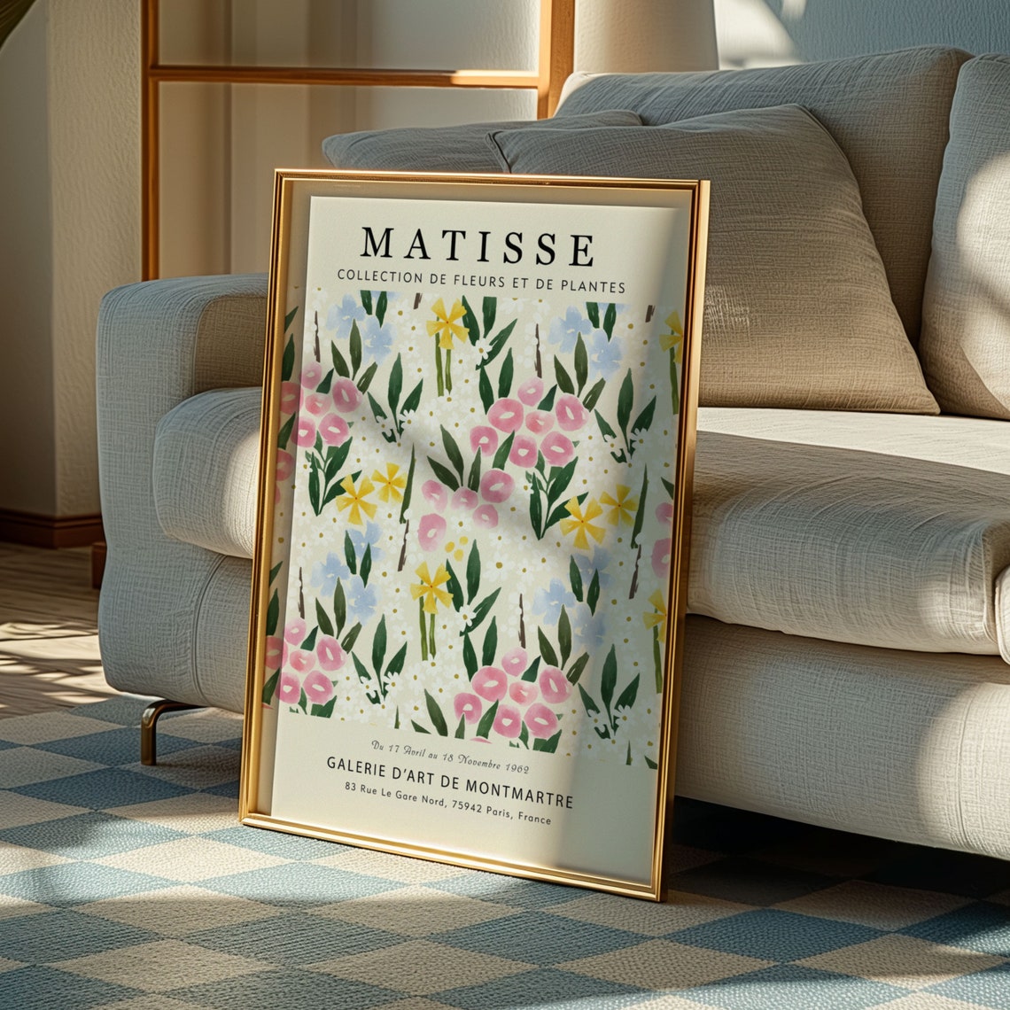 Matisse Pink White Yellow Wildflower Stripe Floral Gallery Print - Image 5