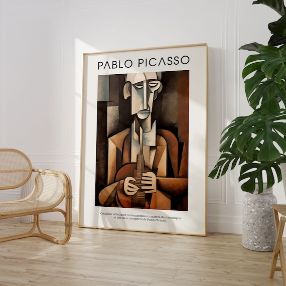 Pablo Picasso Abstract Man Portrait Wall Art Print Vintage Maximalist Geometric Poster Famous Artist Print Instant