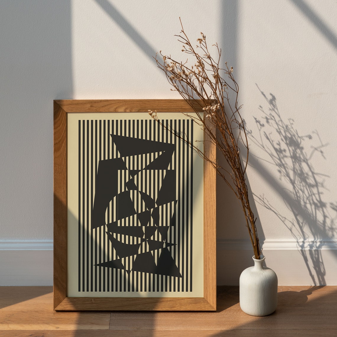 Bauhaus Striped Geometric Black Modernist Abstract Art Poster - Image 3