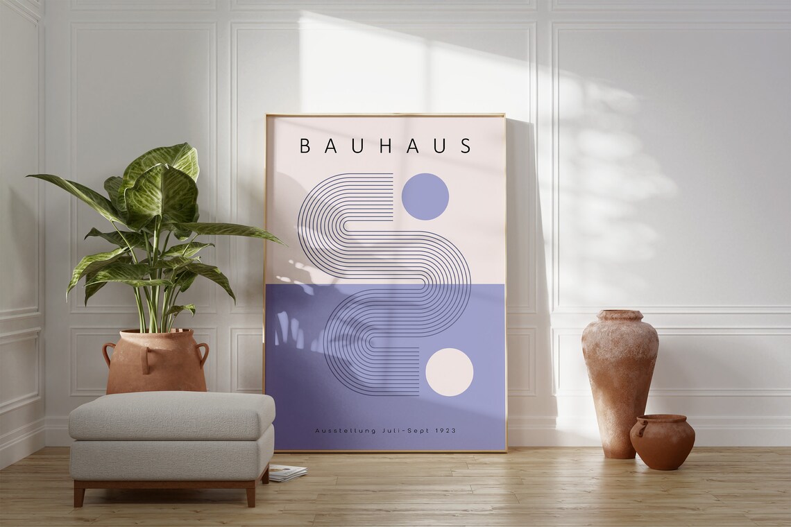 Bauhaus 1923 Exhibition Geometric Abstract Lilac Purple Modern Art Poster