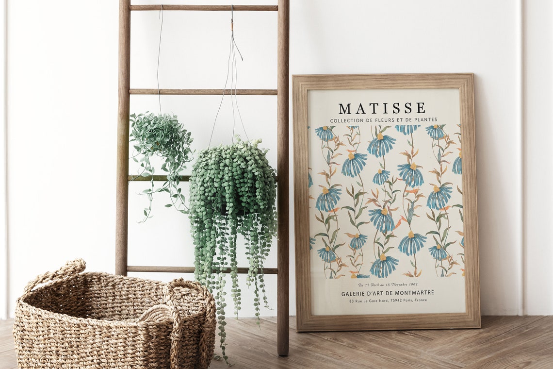 Matisse Blue Cornflower Vine Elegant Botanical Gallery Art Print - Image 3