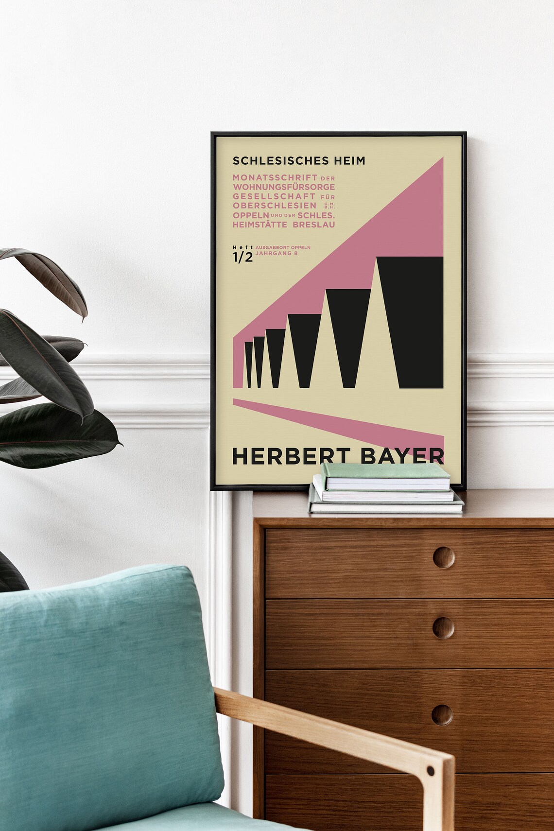 Pink Geometric Bauhaus Museum Poster, Office Decor - Image 2