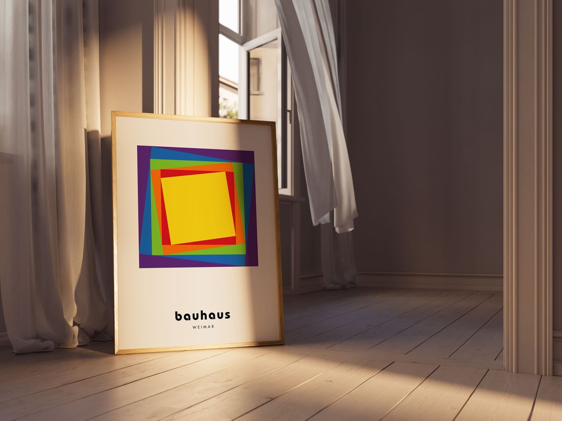 Rainbow Layered Square Pride Bauhaus Weimar Mid Century Poster - Image 2