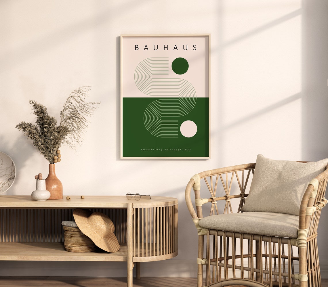 Bauhaus 1923 Exhibition Geometric Abstract Forest Green Vintage Poster - Image 5