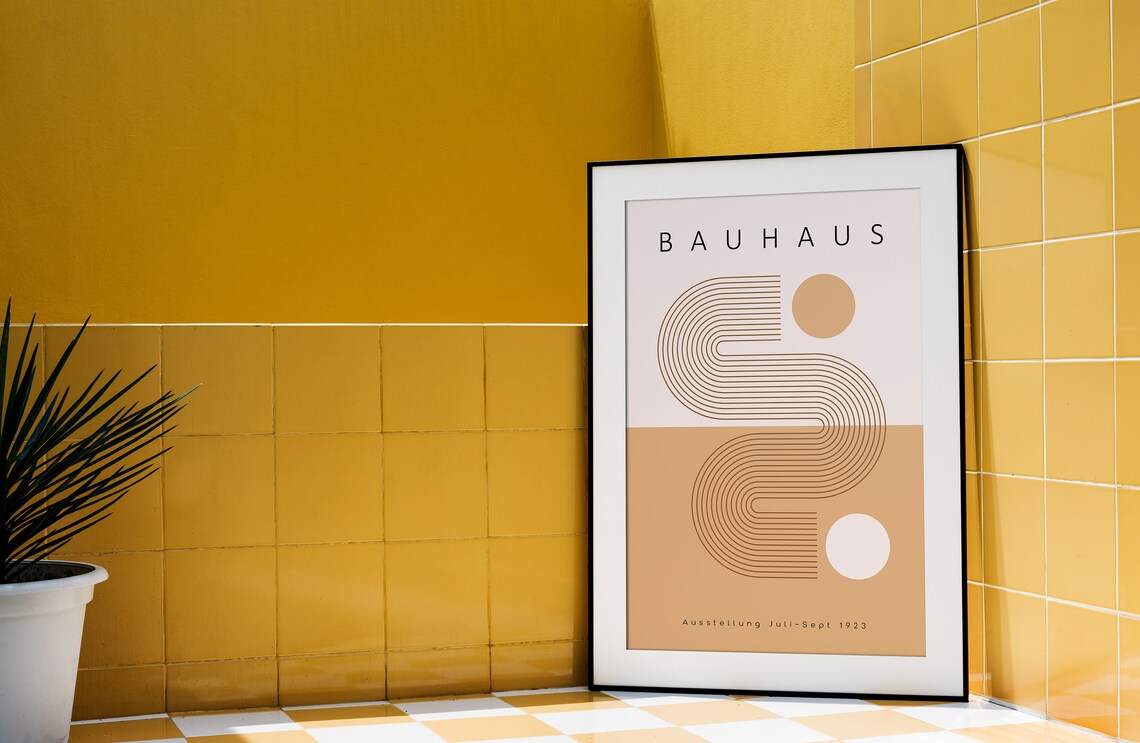Bauhaus 1923 Exhibition Geometric Abstract Burnt Orange Retro Poster - Image 2