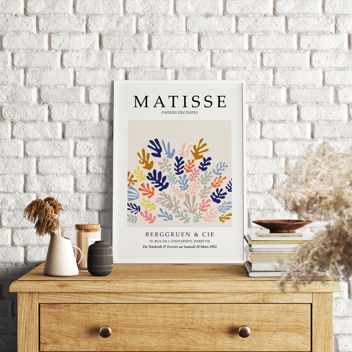 Matisse Berggruen Cie 1953 Exhibition Poster Colorful Leaf Cutouts - Image 2