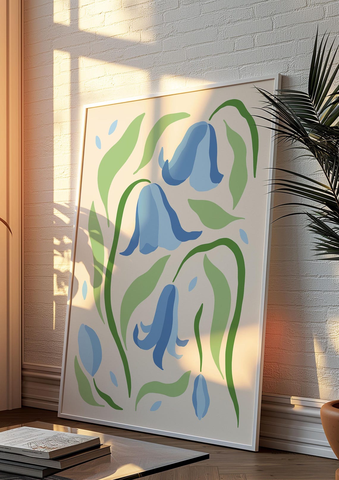 Bluebell Flowers on Cream Retro Maximalist Botanical Art Poster - Image 3