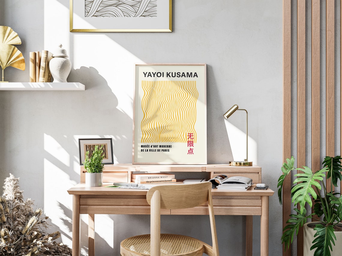 Yayoi Kusama Style Vivid Orange Wavy Lines Playful Exhibition Poster - Image 3