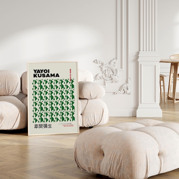 Yayoi Kusama Tokyo 1998 Green Triangle Pattern Exhibition Poster