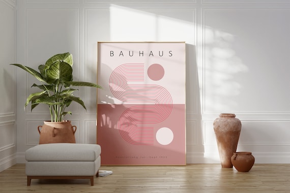 Bauhaus 1923 Exhibition Geometric Abstract Blush Pink Modern Art Poster