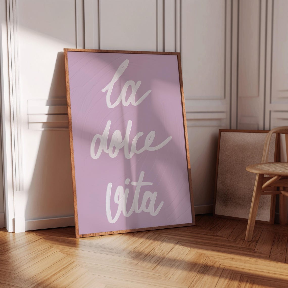 La Dolce Vita White Script Typography On Lilac Italian Quote Poster
