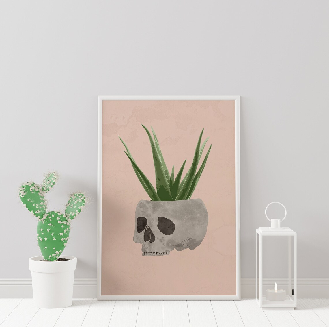 Skull Vase And Aloe Vera Halloween Decor
