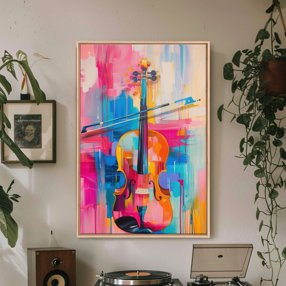 Violin Art Print, Vibrant Musical Living Room Decor - Image 3