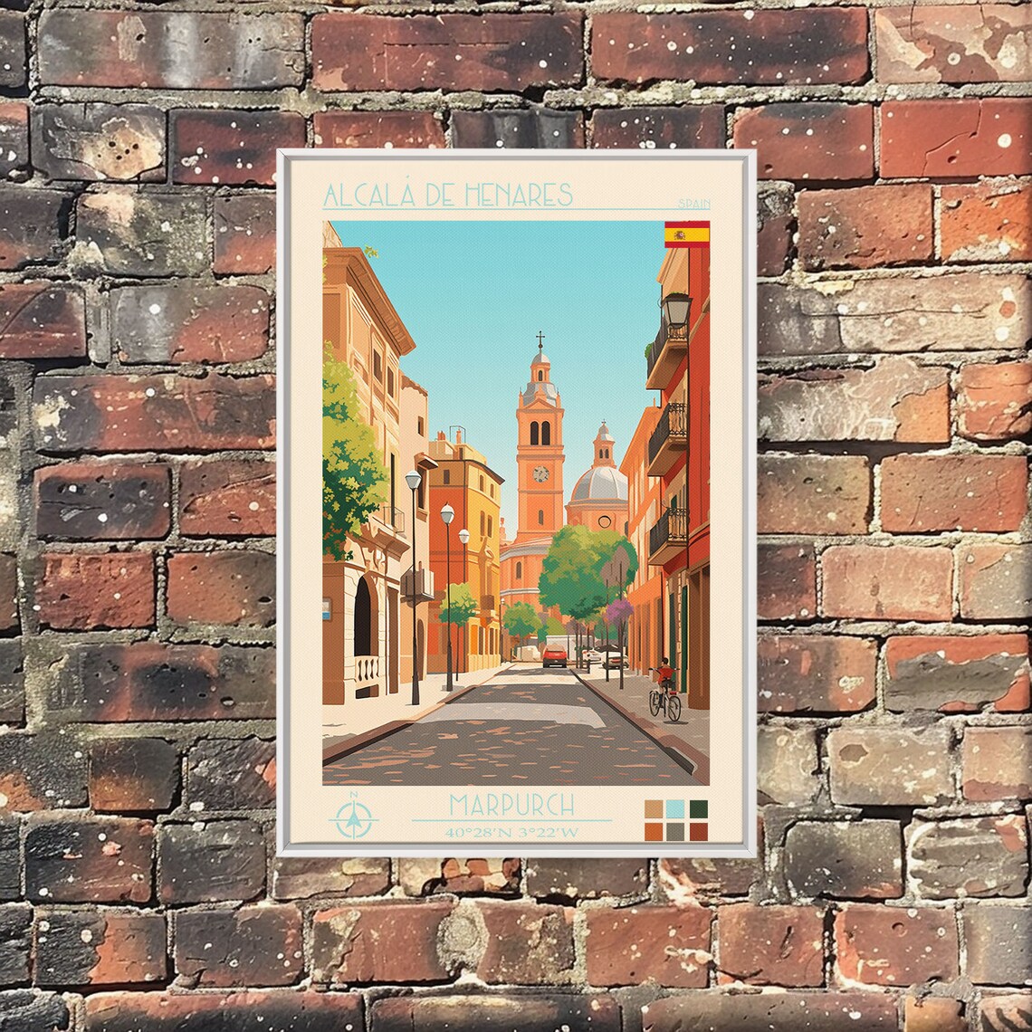 Alcala de Henares Spain Historic Old Town Street Cathedral Poster - Image 4
