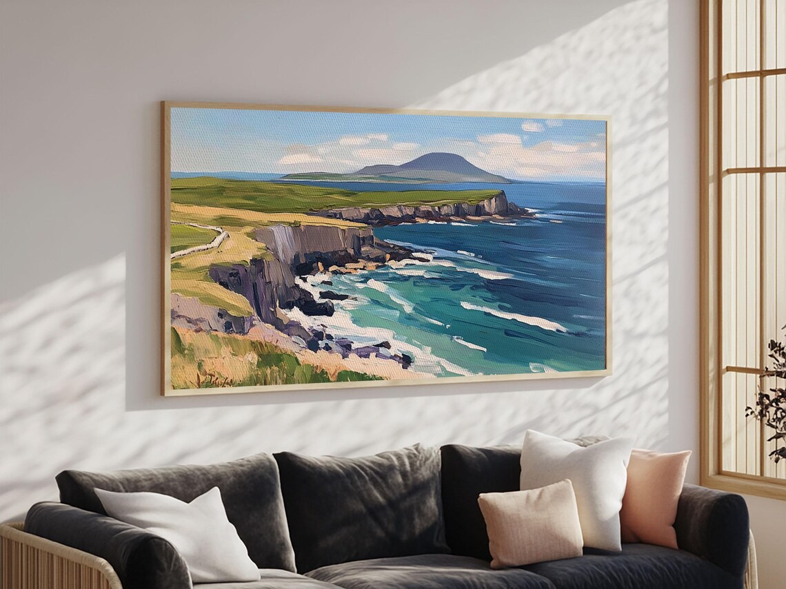 Cliffs of Moher Abstract Landscape Painting Art Print - Image 4