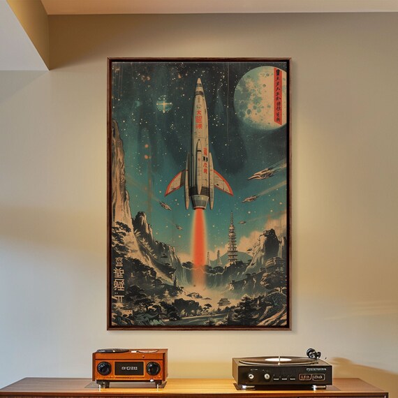 Japanese Utopia Space Age Wall Print Art Framed And Printed Retro Art Print Modern Wall Decor Moody Wall Art Living Room Art