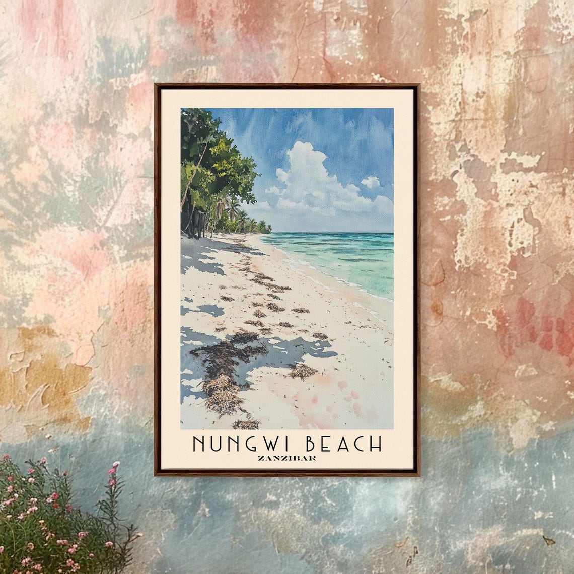 Nungwi Beach Zanzibar White Sand Palm Shore Turquoise Sea Poster