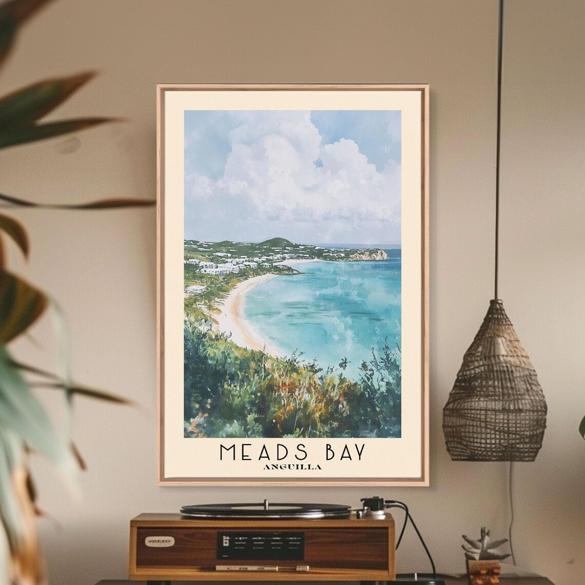 Meads Bay Anguilla Watercolor Beach Art Print - Image 2