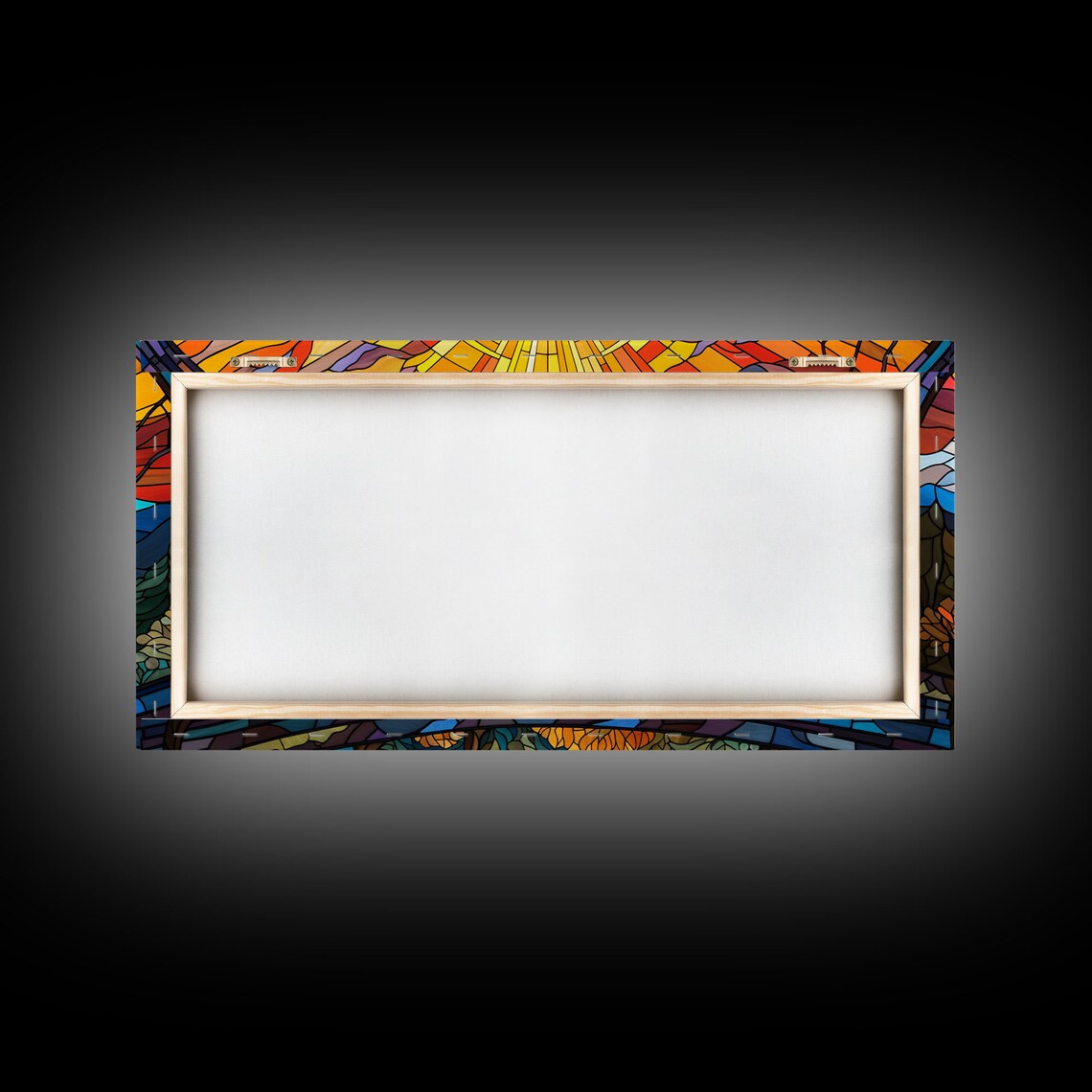 Stained Glass Sunset Abstract Panoramic Art Print - Image 2