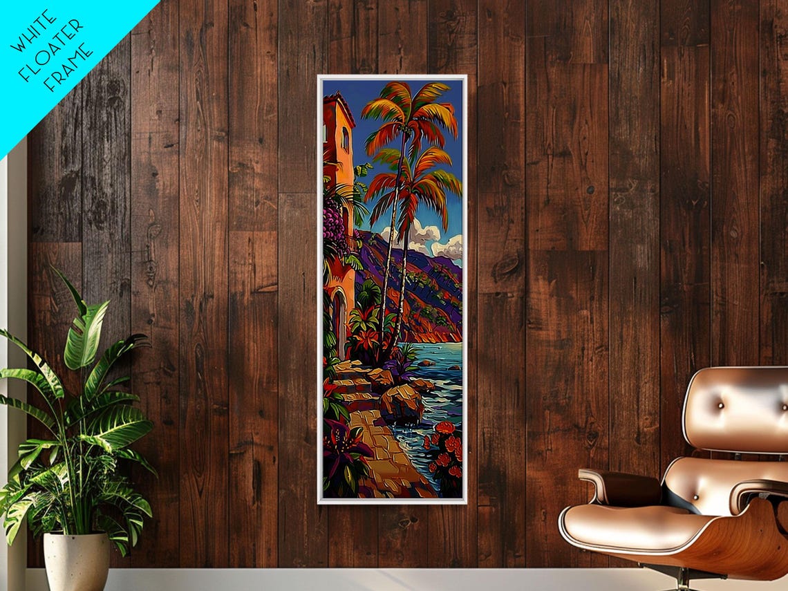 Mediterranean Coast Palm Trees And Villa Impasto Beach View Poster - Image 4
