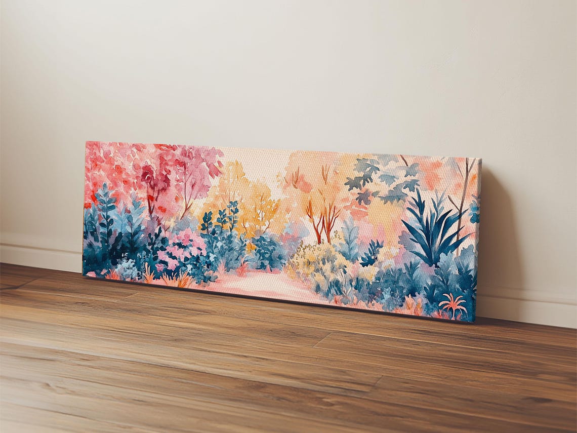 Colorful Garden Path Blooming Trees Watercolor Landscape Poster - Image 6