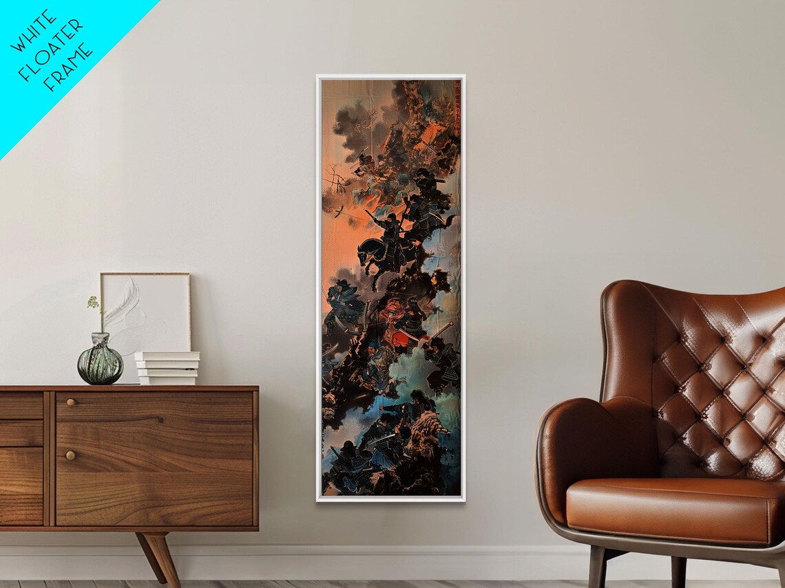 Japanese Style Warriors Battle Scene Art Print - Image 2