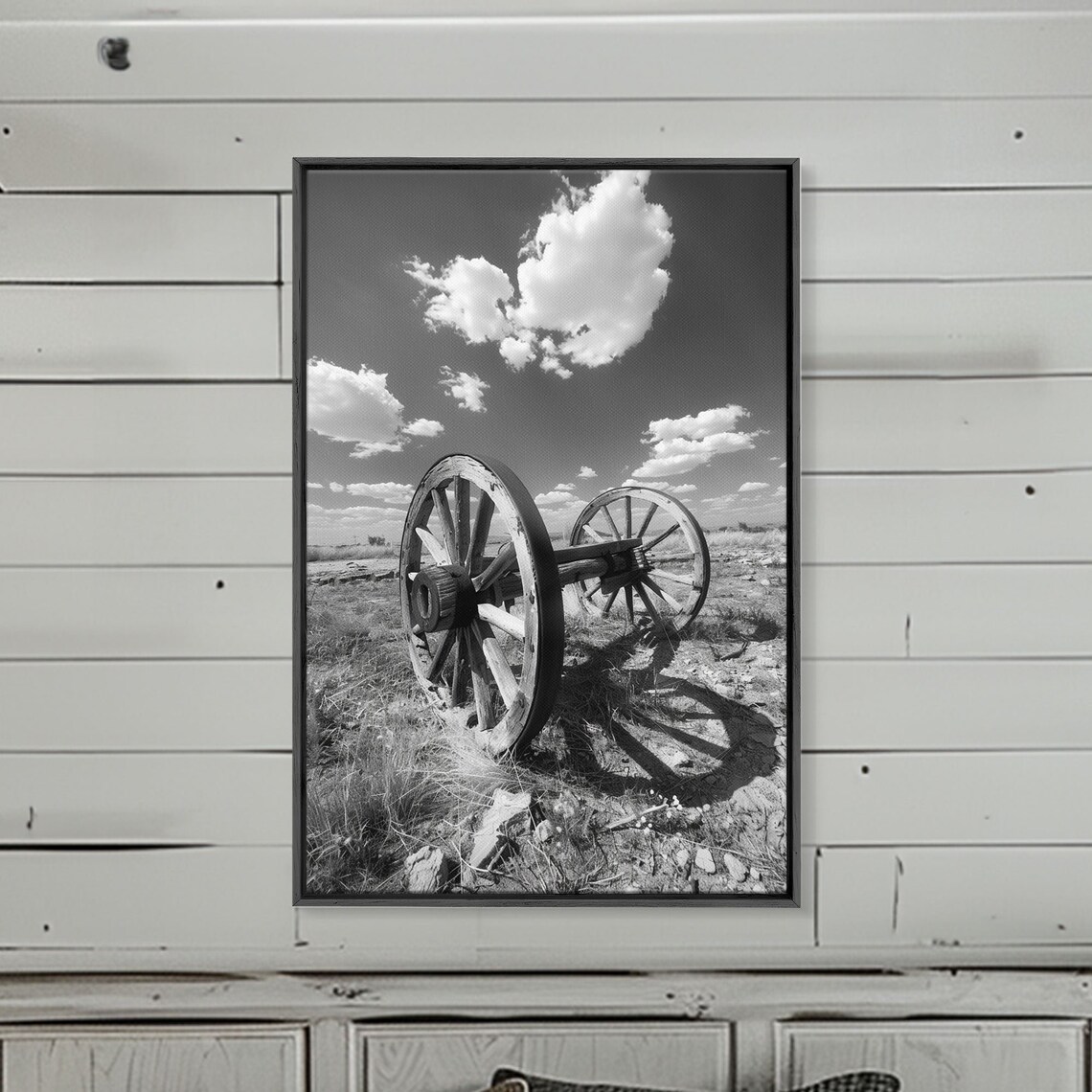 Abandoned Wagon Wheel Black and White Prairie Old West Photo Poster - Image 5