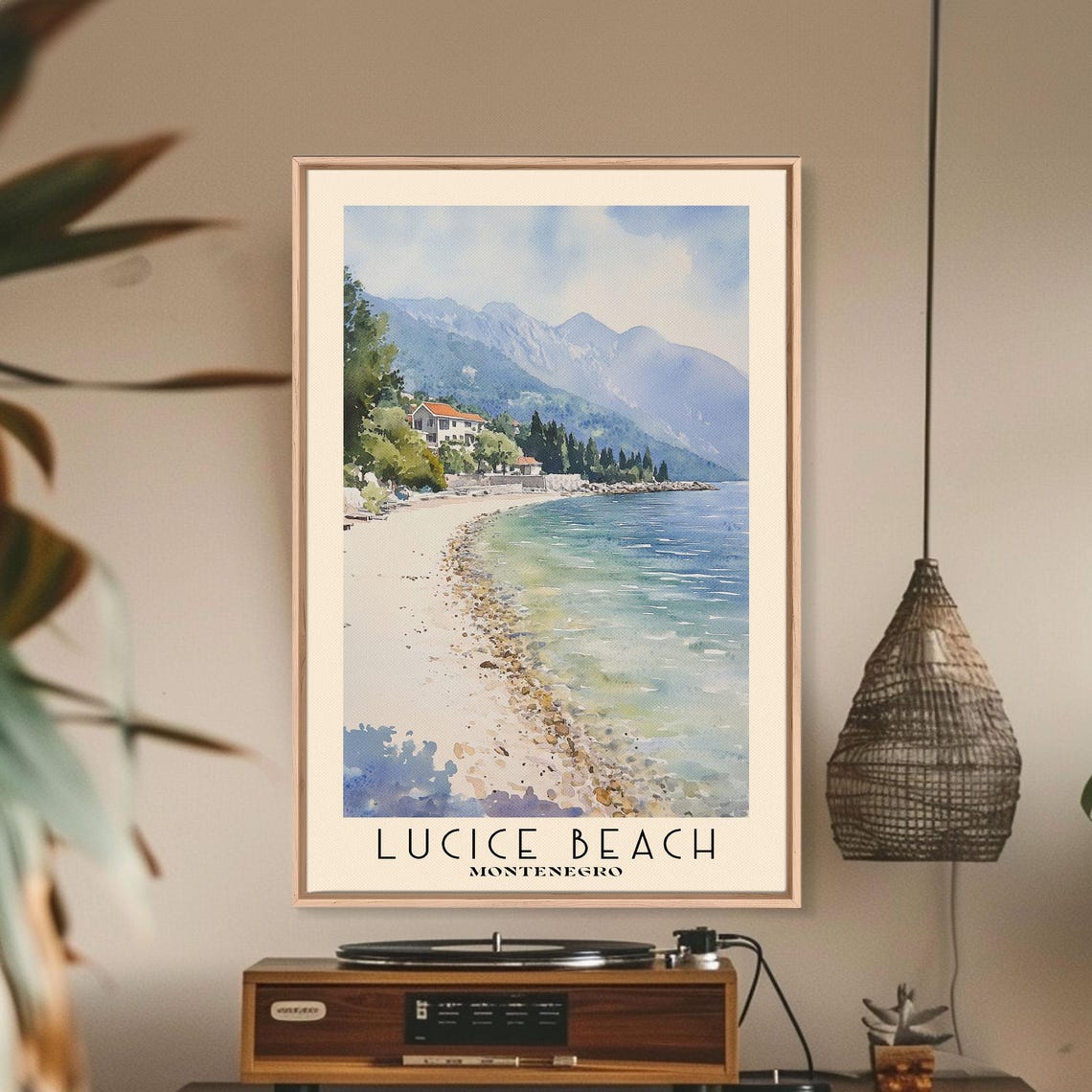 Lucice Beach Montenegro Pebble Cove Turquoise Sea Mountain View Poster
