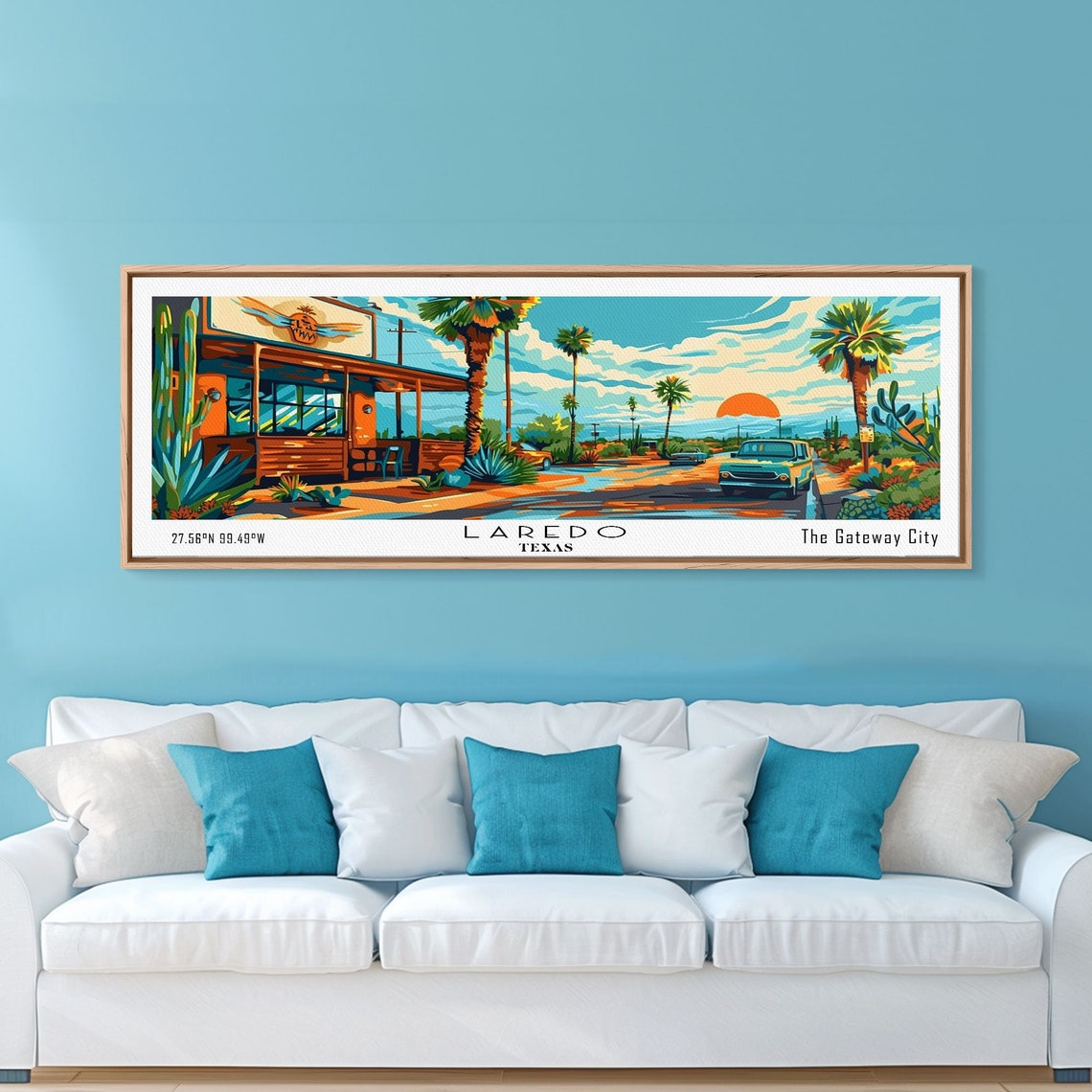 Laredo Texas Gateway City Desert Sunset Diner Street Travel Poster - Image 2