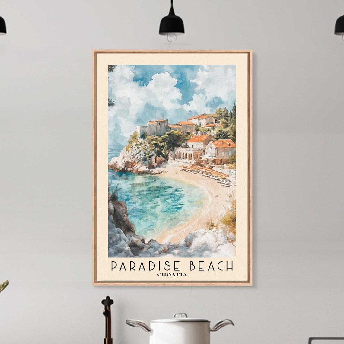 Paradise Beach Croatia Old Town Crescent Cove Turquoise Water Travel Poster - Image 6