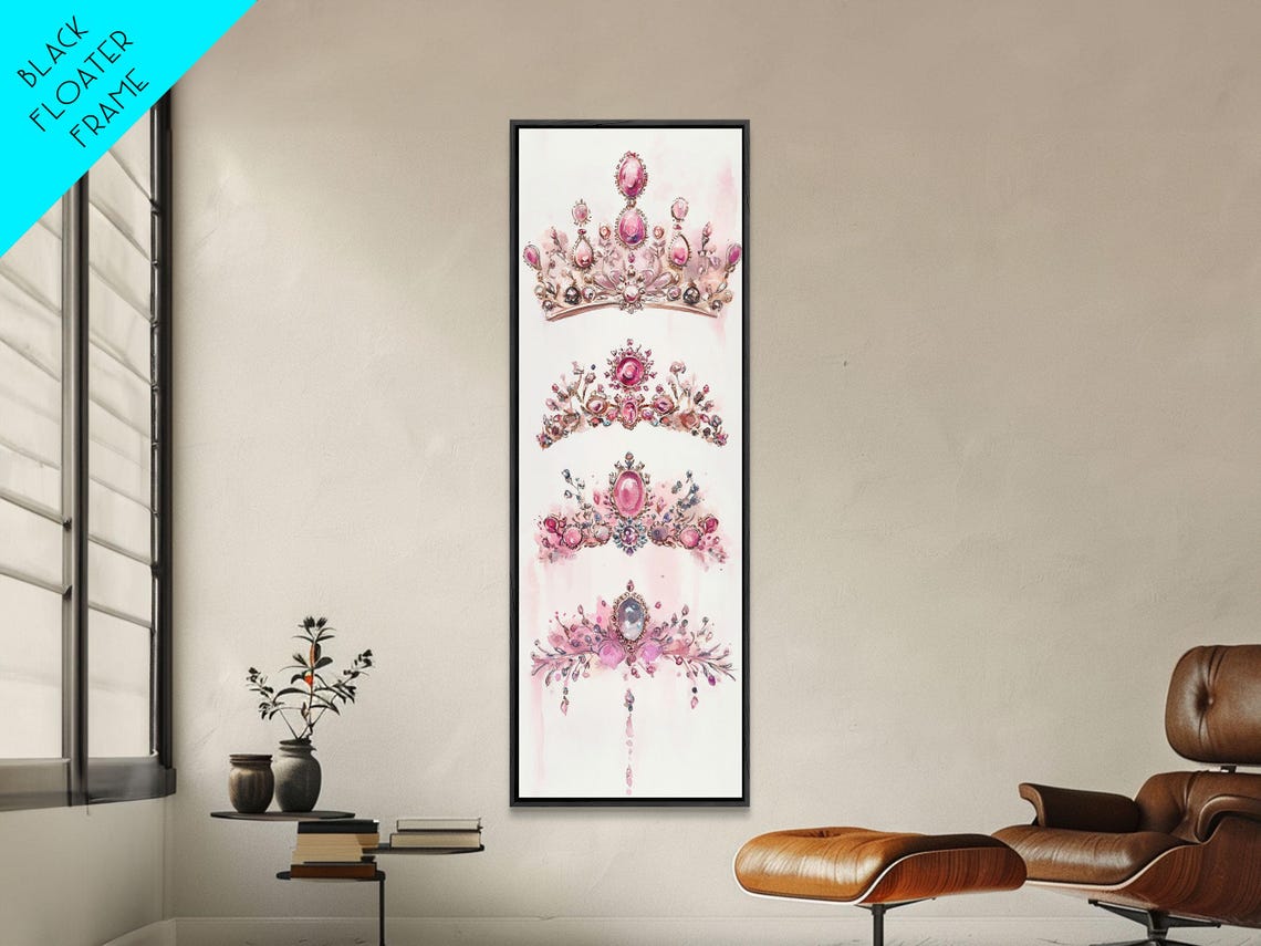 Jeweled Pink Tiaras Royal Princess Stack Watercolor Art Poster - Image 5