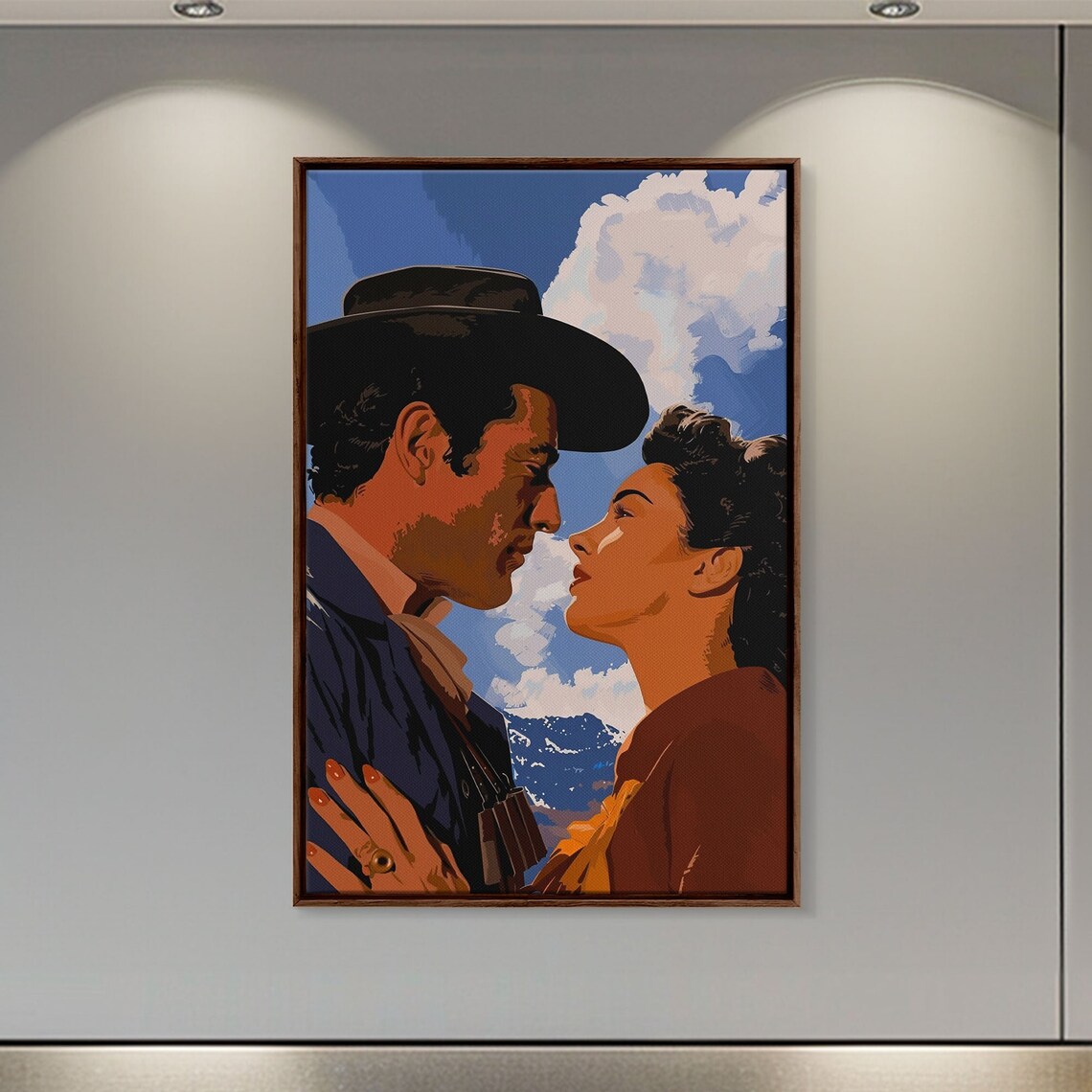 Romantic Western Cowboy Couple Retro Pop Art Love Scene Poster - Image 3