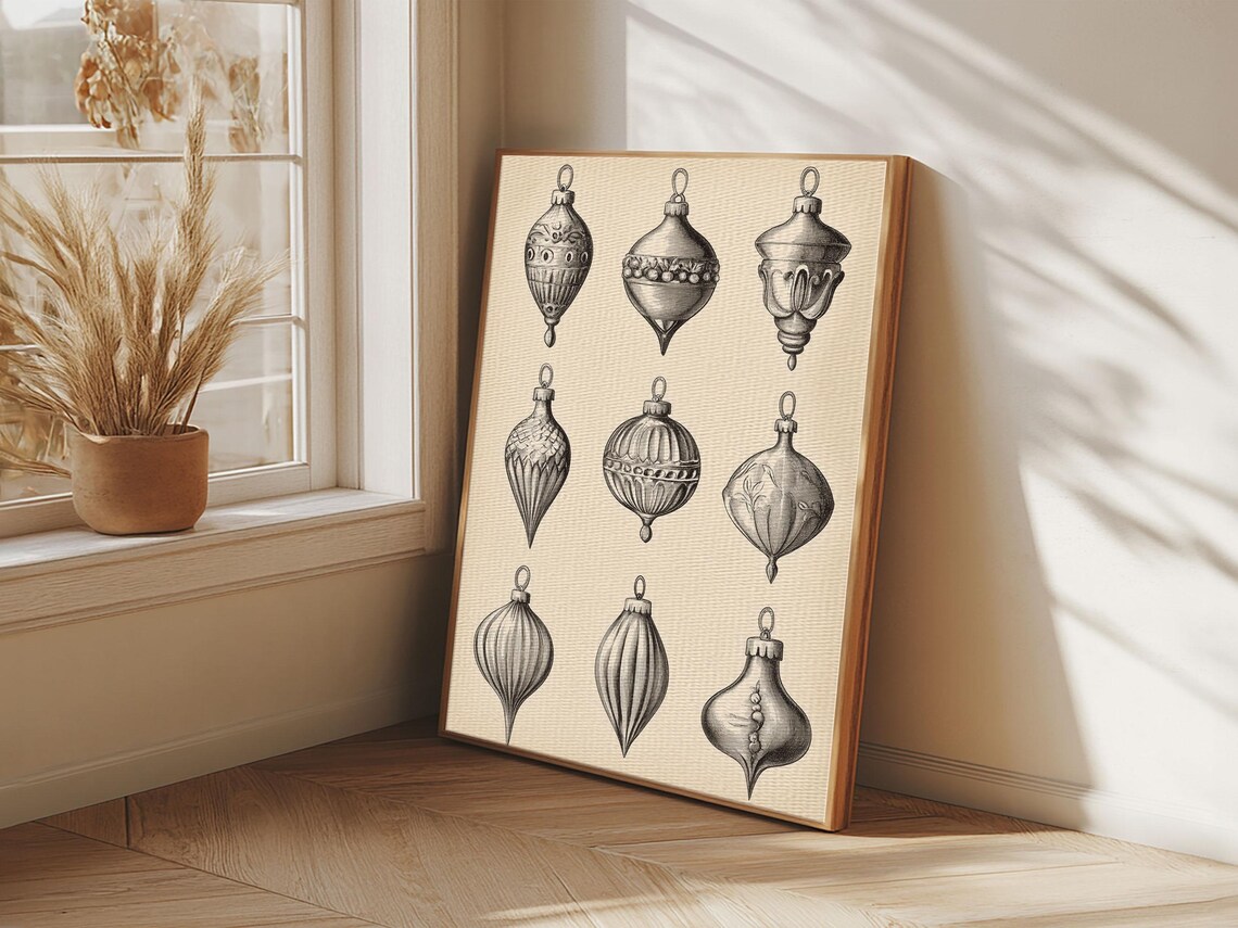 Vintage Christmas Ornament Baubles Engraving Holiday Wall Poster - Image 6
