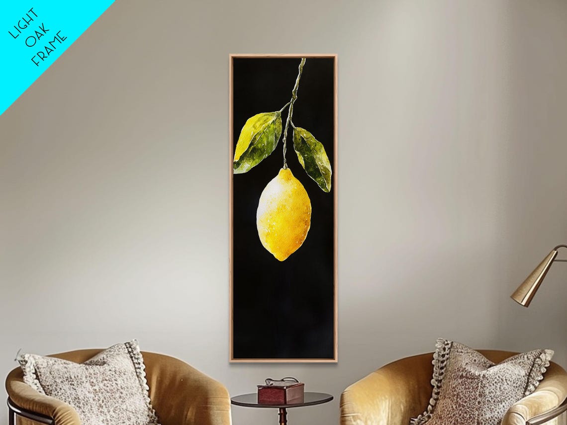 Minimalist Lemon Watercolor Single Fruit Black Background Art Poster - Image 5