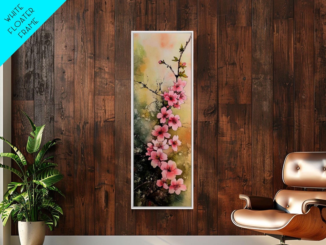 Blooming Pink Cherry Blossoms Japanese Spring Floral Watercolor Poster - Image 4