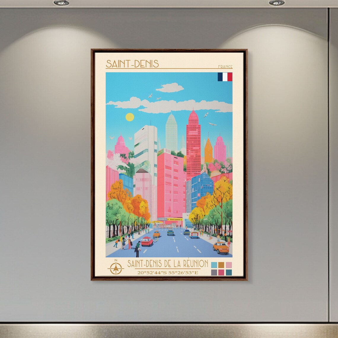 Saint Denis France Skyscraper Boulevard Street Scene Travel Poster - Image 4