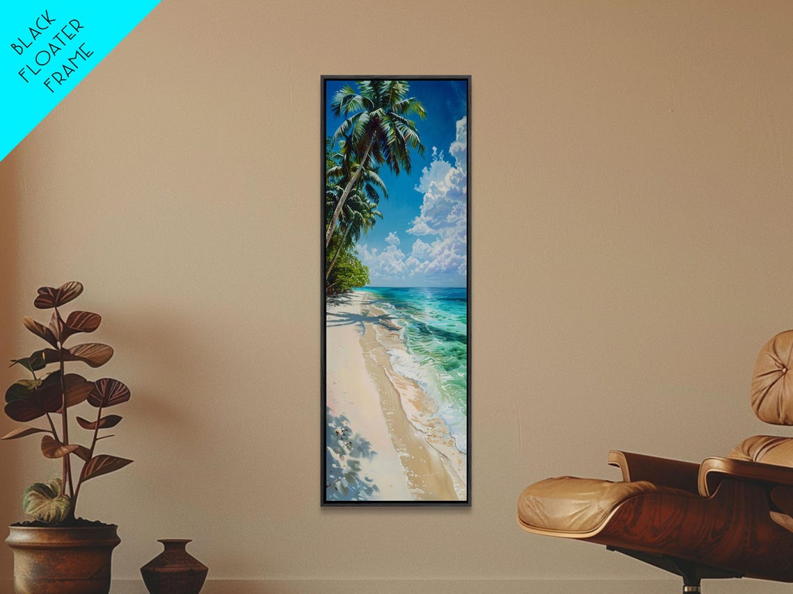 Sunny Palm Tree Tropical Beach Turquoise Water Wall Art Print - Image 6