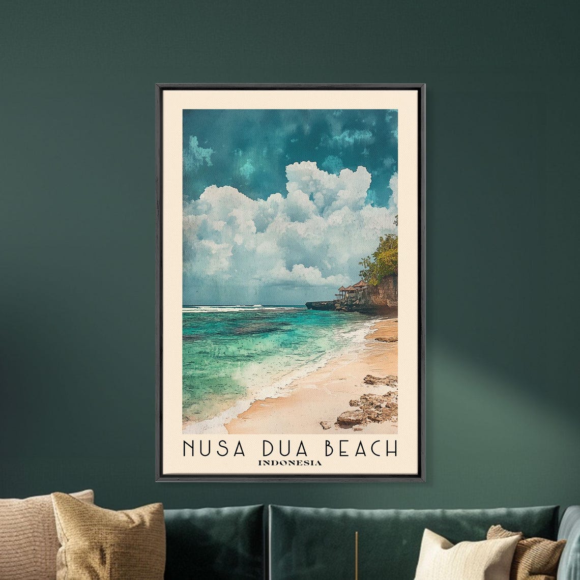 Nusa Dua Beach Indonesia Turquoise Waves Cloudy Sky Travel Poster - Image 5