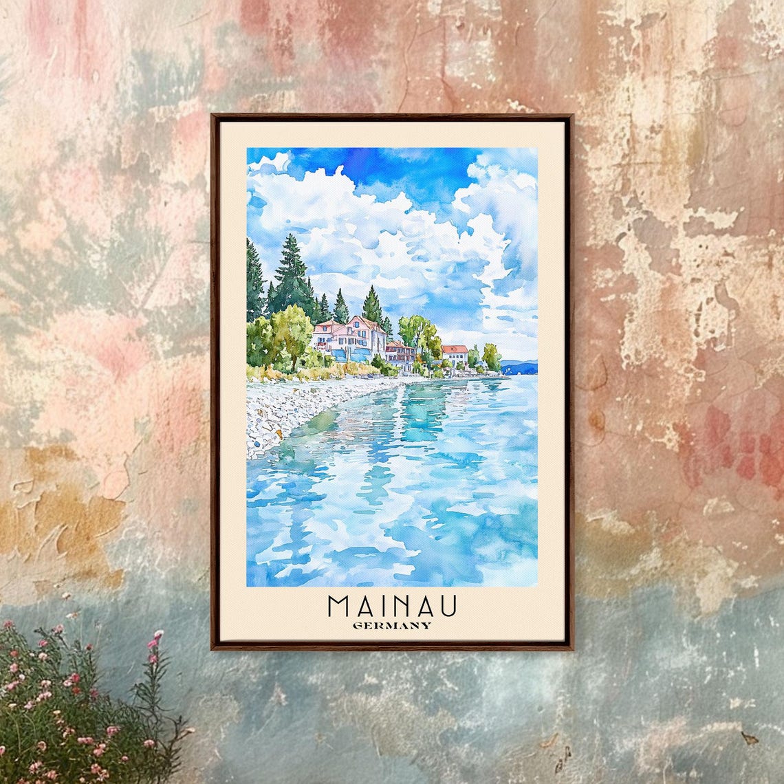 Mainau Germany Lakeside Town Stone Shore Reflective Water Poster - Image 4