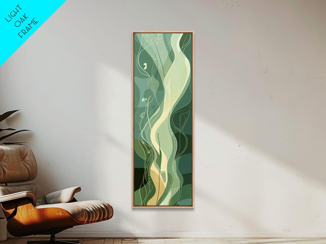 Sage Green Flowing Abstract Botanical Organic Zen Wall Poster - Image 3