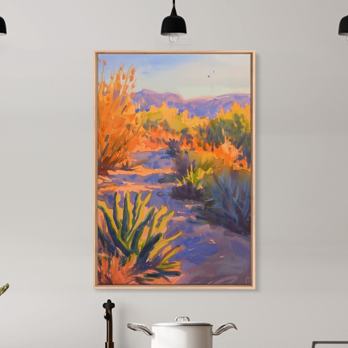 Serene Desert Sunset Landscape Tranquil Wall Art For Living Room Or Bedroom Framed Print For Home Decor