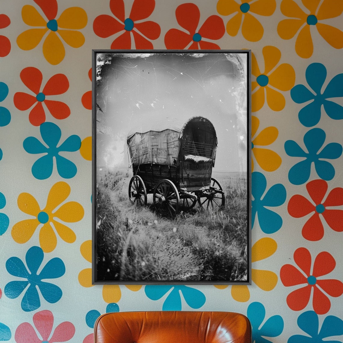 Old West Covered Wagon Sepia Prairie Pioneer Trail Vintage Wall Poster - Image 5