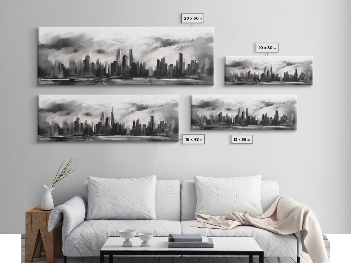Abstract City Skyline, Black and White Art Print - Image 2