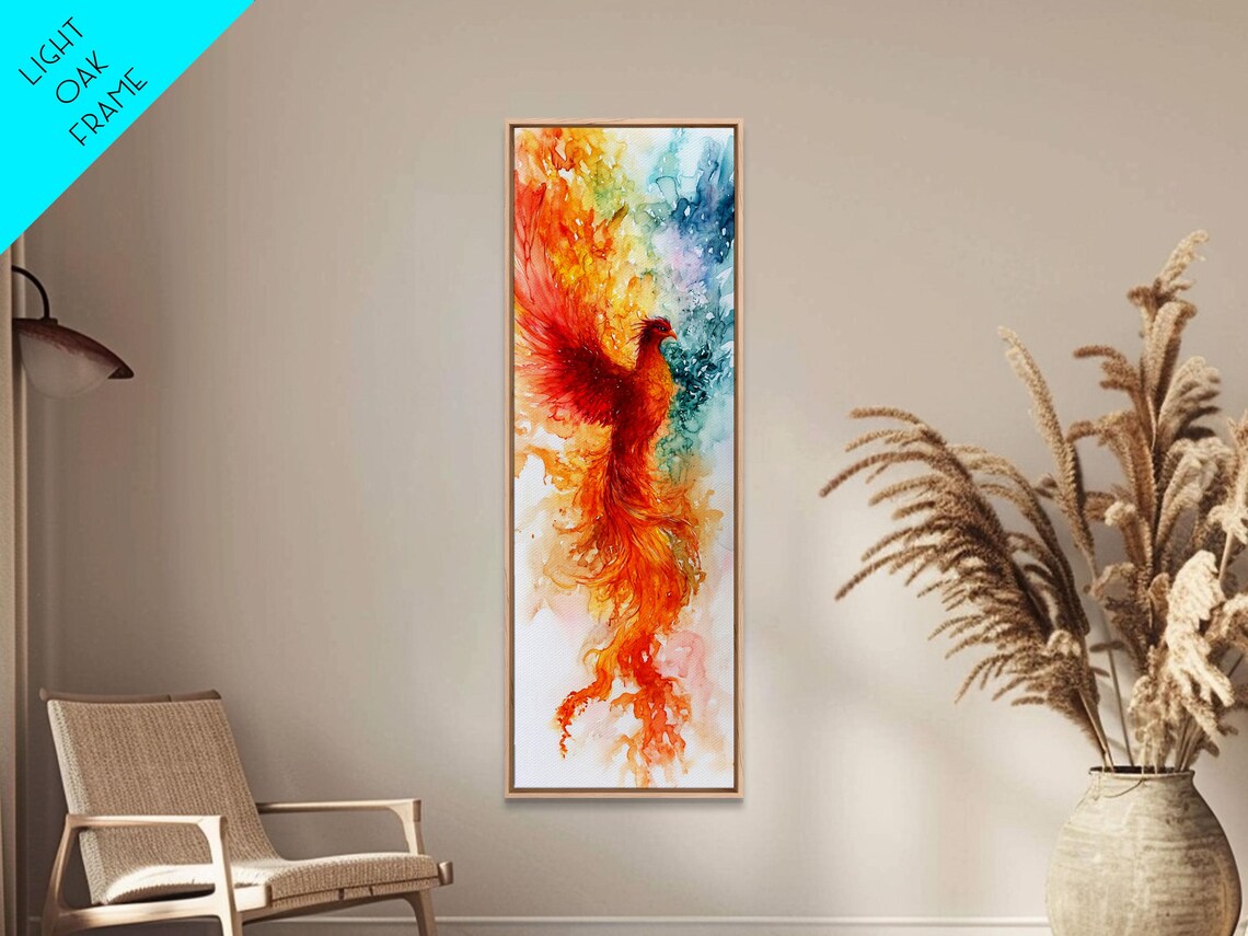 Ethereal Phoenix Rising Soft Pastel Rainbow Flames Renewal Art Poster - Image 2