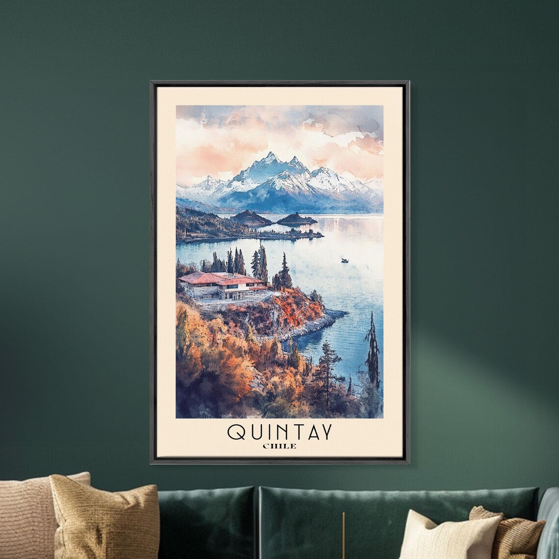 Quintay Chile Coastal Villa Rocky Point Snow Capped Mountains Blue Water Poster - Image 5
