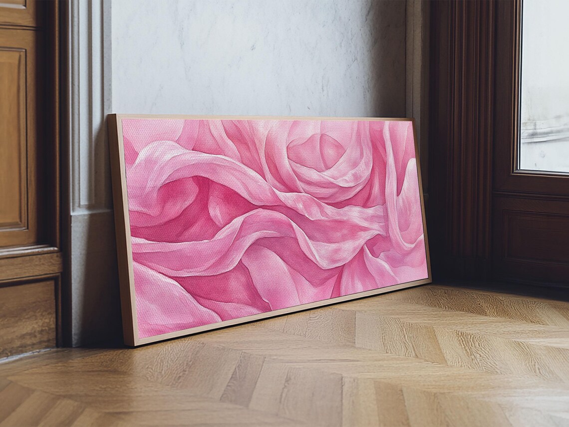Soft Pink Rose Petals Close Up Macro Floral Watercolor Bloom Poster - Image 2